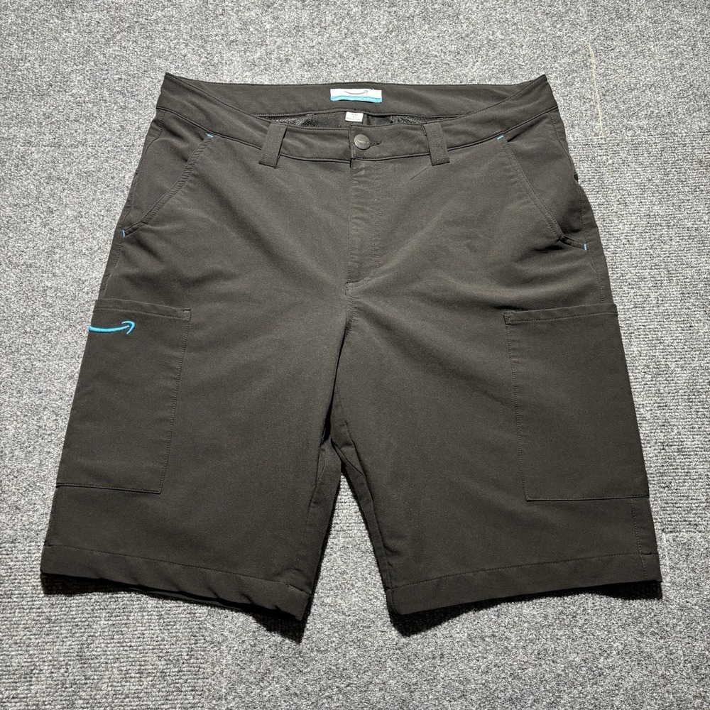 Amazon Driver Work Shorts Men's Large Size 34-37 Black Blue Logo Cargo Pockets